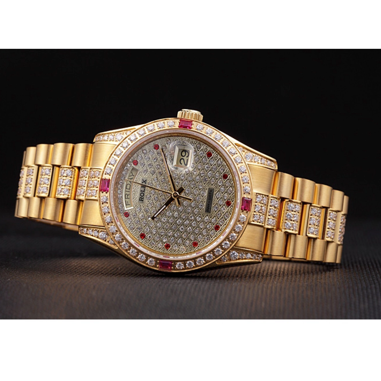 Rolex copies cheap 621614 Rolex Diamonds Yellow Swiss Gold-srl184 Day-Date 0625